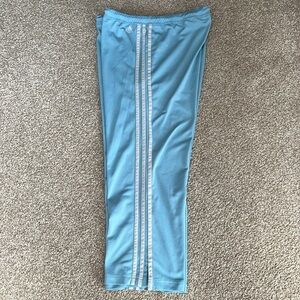 Adidas climalite blue w/gray stripes cropped drawstring pants sz M
